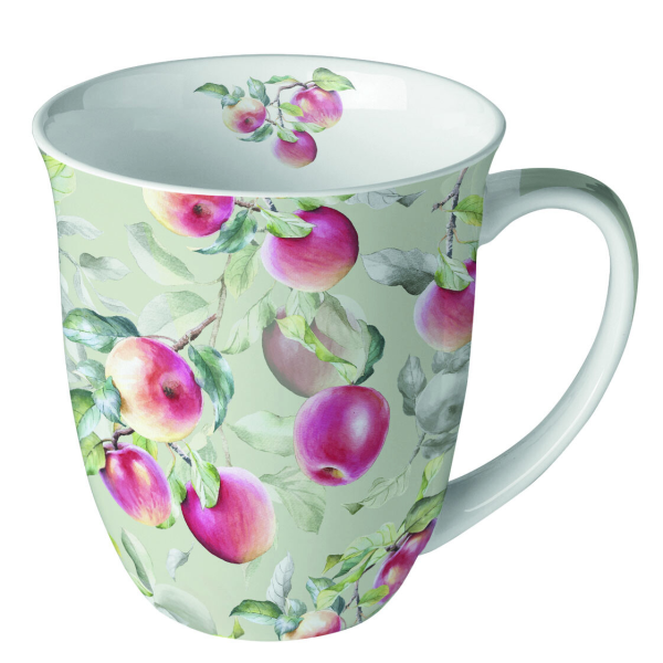 Becher Mug 0.4 L Fine Bone China Format: Ø 10 cm x H 10,5 cm 1 Becher pro Packung Fresh apples green Frische Äpfel grün