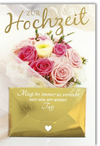 Hochzeit – Geldkarte - Glückwunschkarte im Format 11,5 x 17 cm mit Umschlag - Vermählung - Verlag Dominique