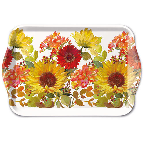 Tray Melamine – Tablett – 13 x 21 cm - Sunny Flowers Cream - Sonnenblumen