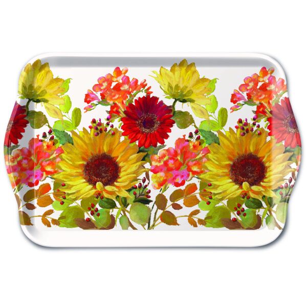 A Tray Melamine Tablett 13 x 21 cm Sunny Flowers Cream Sonnenblumen