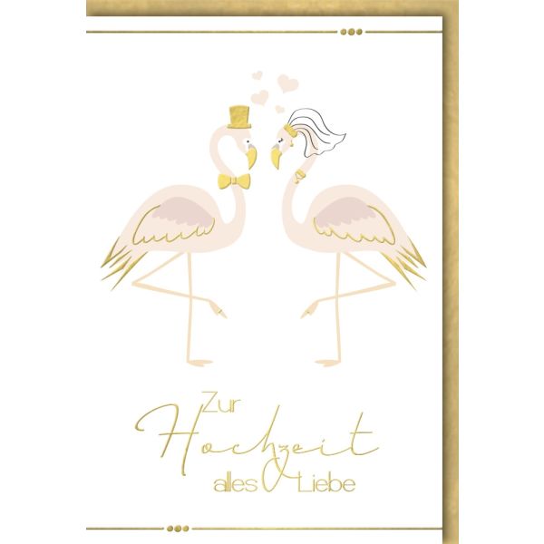 Hochzeitskarten Vermählung Glückwunschkarte mit Umschlag Flamingo Paar Zur Hochzeit Alle Liebe
