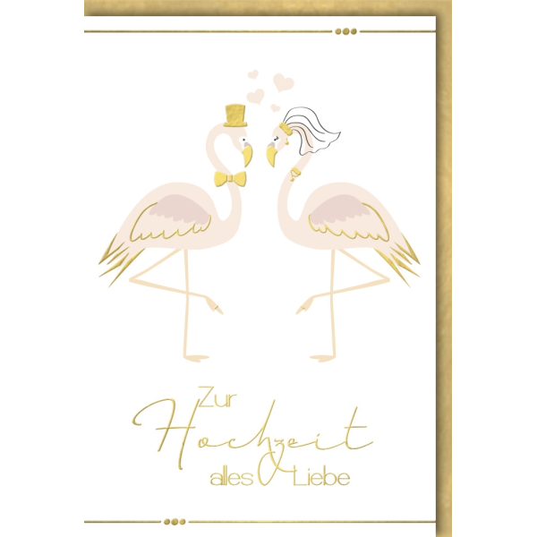 Hochzeitskarten Vermählung Glückwunschkarte mit Umschlag Flamingo Paar Zur Hochzeit Alle Liebe