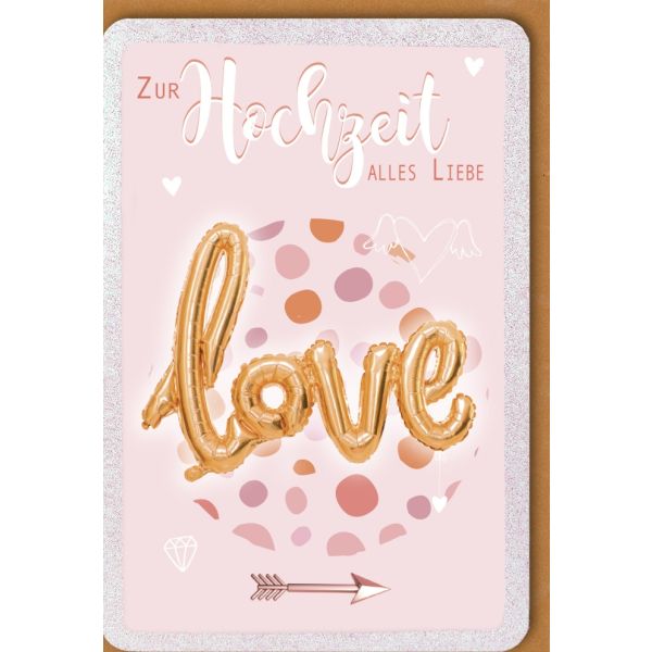 A Hochzeitskarten Vermählung Glückwunschkarte mit Umschlag Zur Hochzeit Alles Liebe LOVE