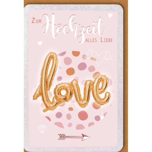 A Hochzeitskarten Vermählung Glückwunschkarte mit Umschlag Zur Hochzeit Alles Liebe LOVE