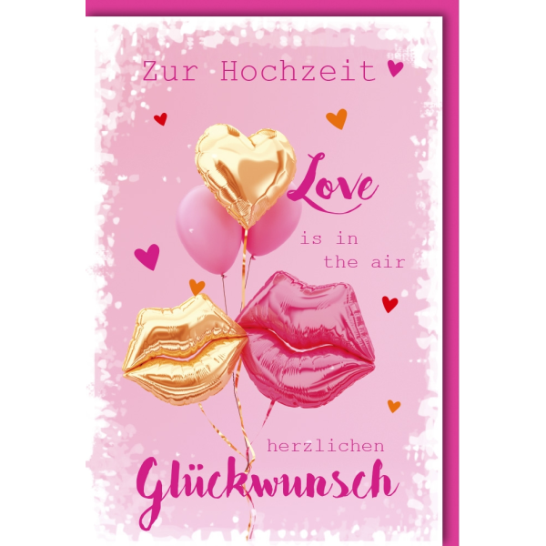 Hochzeitskarten Vermählung Glückwunschkarte mit Umschlag Ballons Love is in the Air Herzlichen Glückwunsch zur Hochzeit