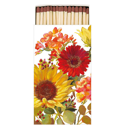 Streichhölzern – Matches – Format: 6,5 x 11 cm – 45 Steichhölzer pro Packung - Sunny Flowers Cream – Sonnenblumen creme