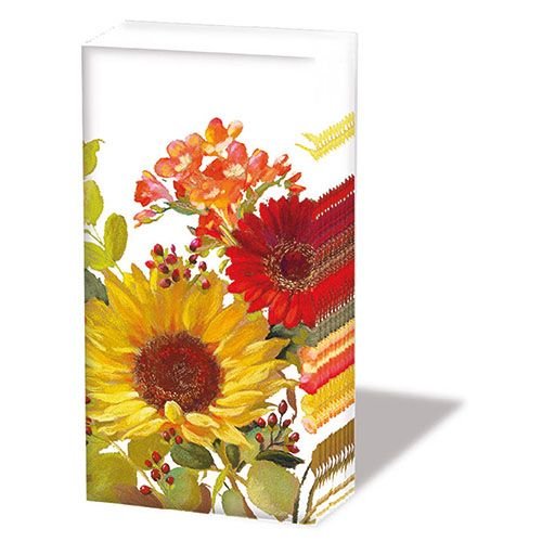 Taschentücher  21,5 x 22 cm – 4-lagig – á 10 Stück pro Packung - Sunny Flowers Cream – Sonnenblume Creme