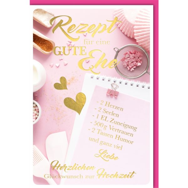 Hochzeitskarten Vermählung Glückwunschkarte mit Umschlag Rezept für eine gute Ehe Herzlichen Glückwunsch