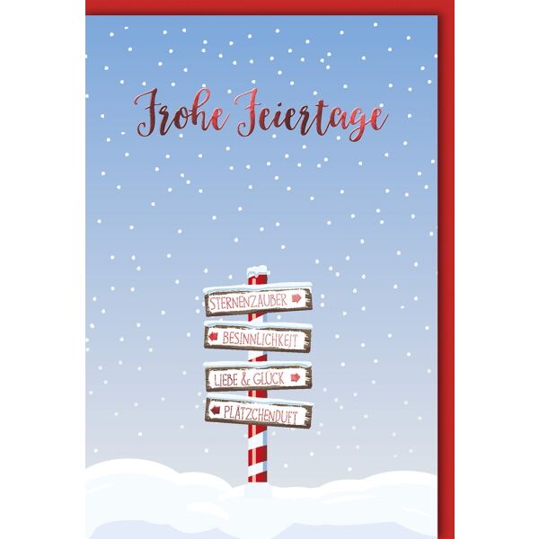 Weihnachtskarte mit Umschlag Frohe Feiertage Sternenzauber Besinnlichkeit Liebe Glück, Plätzchenduft