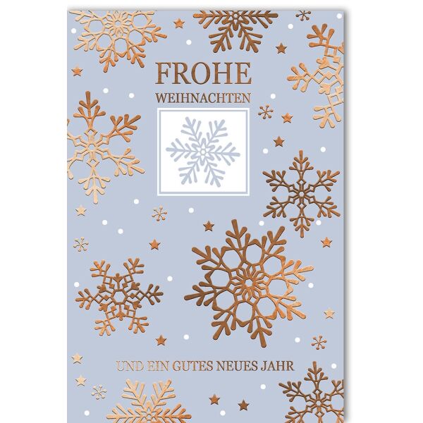 Weihnachtskarte mit Umschlag Eiskristalle Frohe Weihnachten und ein gutes Neues Jahr