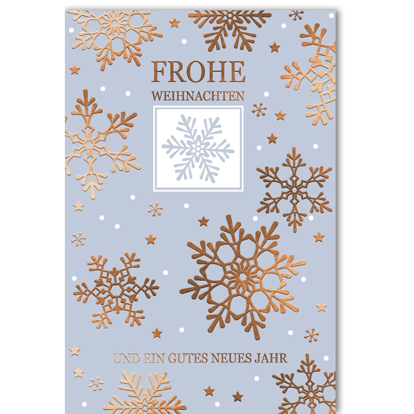 Weihnachtskarte mit Umschlag Eiskristalle Frohe Weihnachten und ein gutes Neues Jahr