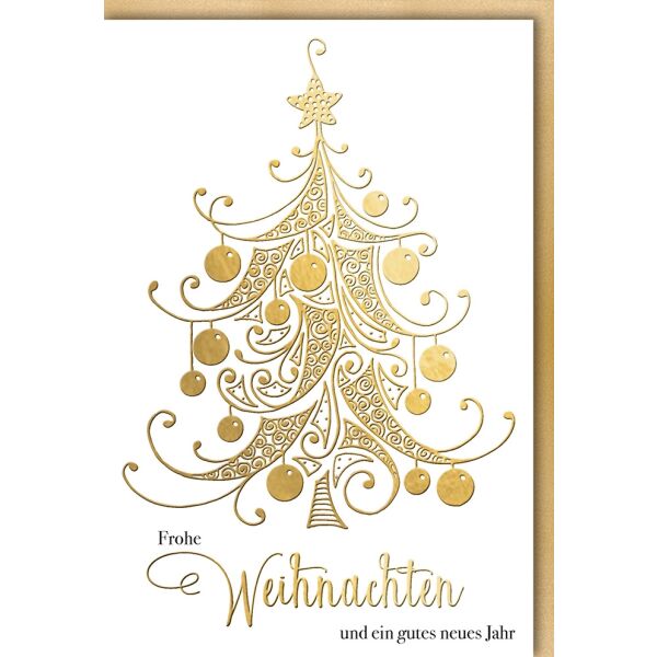 A Weihnachtskarte mit Umschlag Goldener Weihnachtsbaum