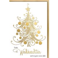 A Weihnachtskarte mit Umschlag Goldener Weihnachtsbaum