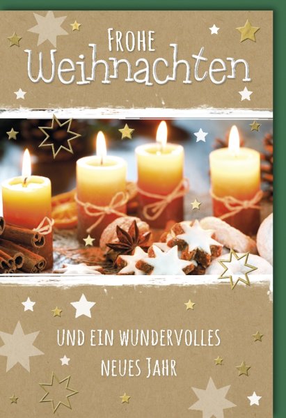 Weihnachten - Glückwunschkarte im Format 11,5 x 17 cm mit Umschlag - Vier Kerzen - Verlag Dominique