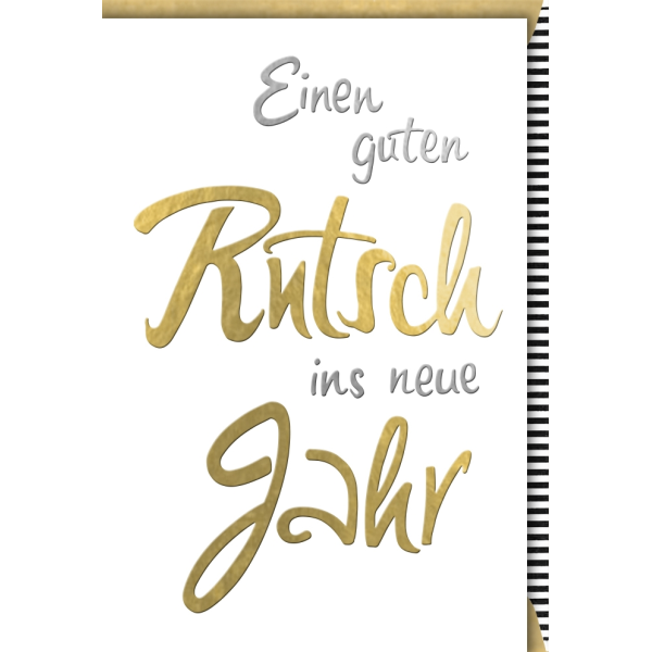 A Neujahr Grußkarte mit Umschlag Einen guten Rutsch ins neue Jahr Goldfolie