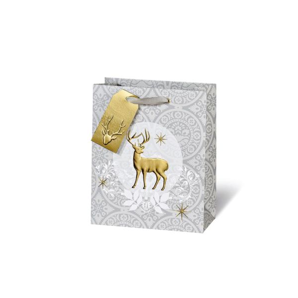 Weihnachten Geschenktüte - Geschenktasche - A5-Format - Goldener Hirsch