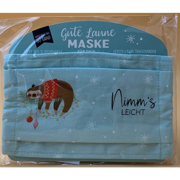 Gute Laune Maske Nimm´s leicht Faultier Schutzmaske Gesichtsmaske Atemschutzmaske Geschenke für Dich