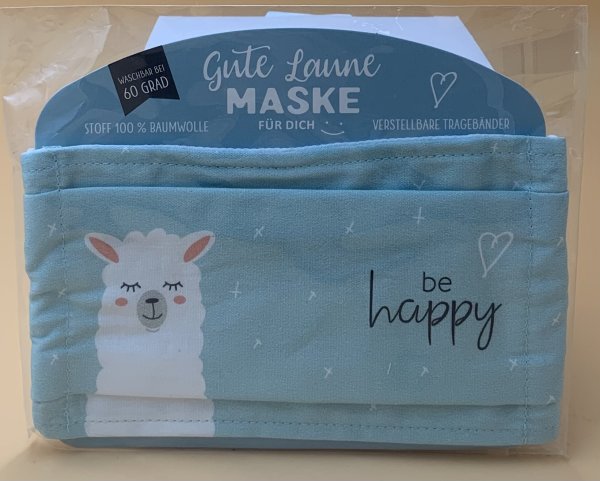 Gute Laune Maske - "be happy" - Schutzmaske - Gesichtsmaske - Atemschutzmaske - Geschenke für Dich