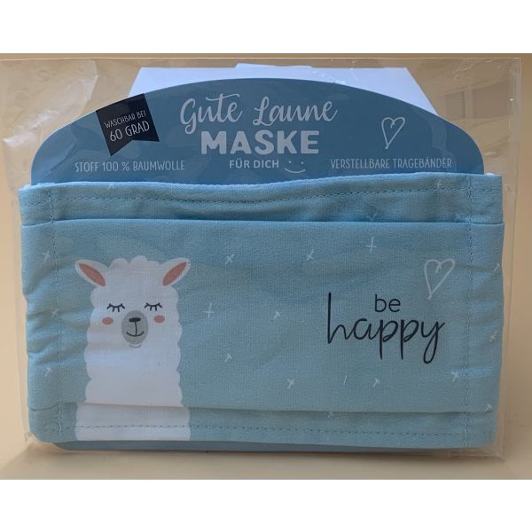 Gute Laune Maske - "be happy" - Schutzmaske - Gesichtsmaske - Atemschutzmaske - Geschenke für Dich