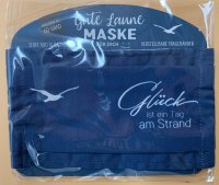 Gute Laune Maske - "Glück ist ein Tag am Strand" - Schutzmaske - Gesichtsmaske - Atemschutzmaske - Geschenke für Dich