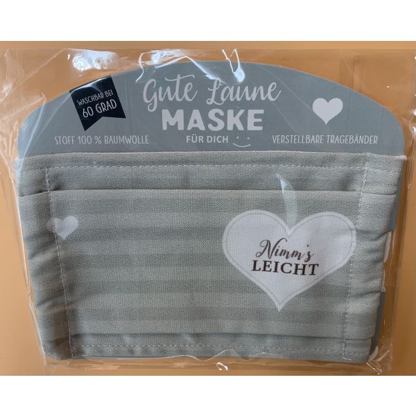 Gute Laune Maske - "Nimm´s leicht" - Schutzmaske - Gesichtsmaske - Atemschutzmaske - Geschenke für Dich