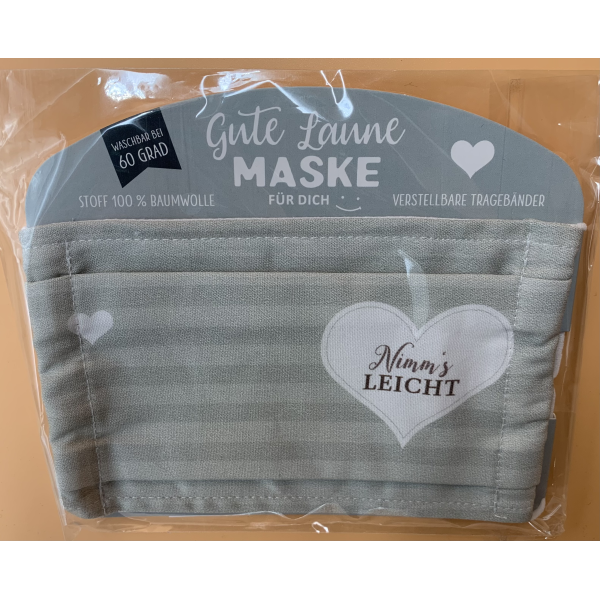 Gute Laune Maske - "Nimm´s leicht" - Schutzmaske - Gesichtsmaske - Atemschutzmaske - Geschenke für Dich