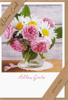 Allgemeine Wünsche – Nature Cards – unverpackt - Glückwunschkarte im Format 11,5 x 17,5 cm mit Briefumschlag - bunte Blumen in Vase