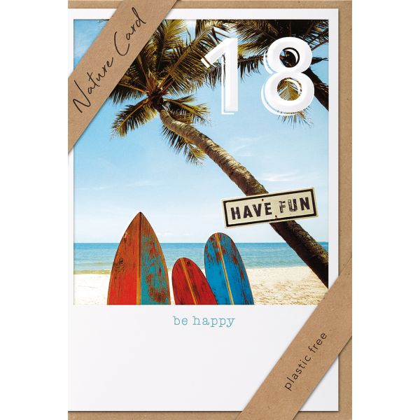 18. Geburtstag Nature Cards unverpackte Glückwunschkarte mit Umschlag 18 Palmen Strand