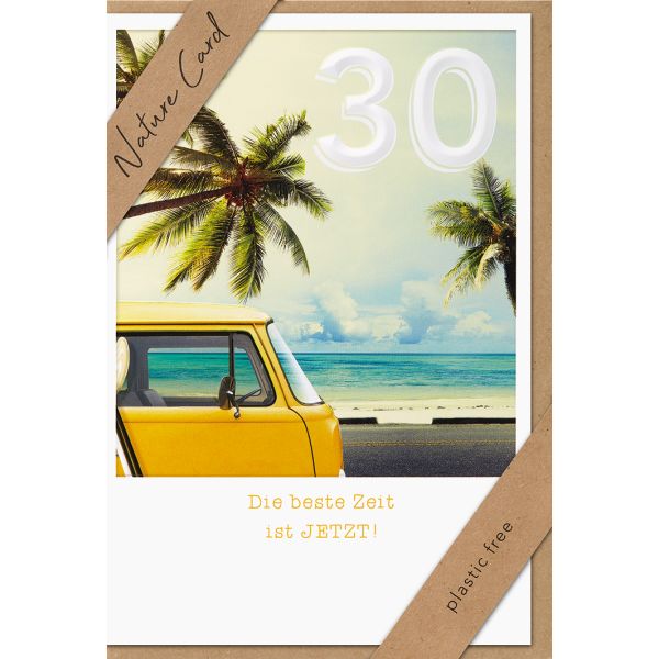 30. Geburtstag Nature Cards unverpackte Glückwunschkarte mit Umschlag 30 Palmen Strand