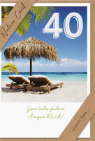 Zahlengeburtstag – 40. Geburtstag – Nature Cards – unverpackt – Glückwunschkarte im Format 11,5 x 17,5 cm mit Briefumschlag - zwei Liegen am Strand