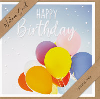 Geburtstag – Nature Cards – unverpackt - Glückwunschkarte im Format 15,5 x 15,5 cm mit Briefumschlag - bunte Luftballons