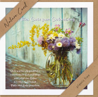 Geburtstag – Nature Cards – unverpackt - Glückwunschkarte im Format 15,5 x 15,5 cm mit Briefumschlag - Blumen in Vase