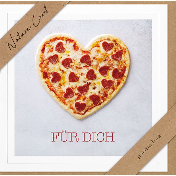 Allgemeine Wünsche Nature Cards Quadratische unverpackte Glückwunschkarte mit Umschlag Pizzaherz