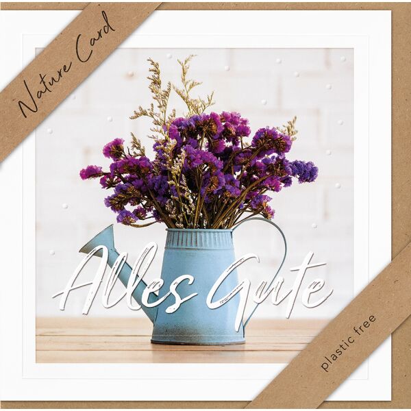 Allgemeine Wünsche Nature Cards Quadratische unverpackte Glückwunschkarte mit Umschlag Blumen in Gießkanne