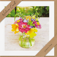 Ohne Text – Nature Cards – unverpackt - Glückwunschkarte im Format 15,5 x 15,5 cm mit Briefumschlag - Blumen in Vase
