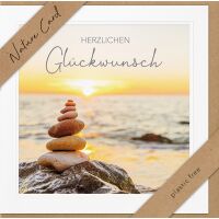 Allgemeine Wünsche Nature Cards Quadratische unverpackte Glückwunschkarte mit Umschlag Steinstapel am Strand