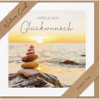 Allgemeine Wünsche Nature Cards Quadratische unverpackte Glückwunschkarte mit Umschlag Steinstapel am Strand