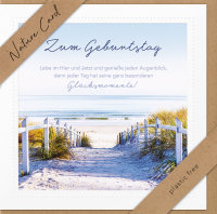 Geburtstag – Nature Cards – unverpackt - Glückwunschkarte im Format 15,5 x 15,5 cm mit Briefumschlag - Weg zum Strand