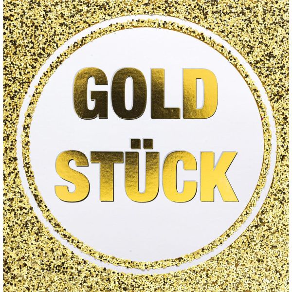 Allgemeine Wünsche Goldstück Glitzer Bling Bling quadratische Glückwunschkarte mit Umschlag