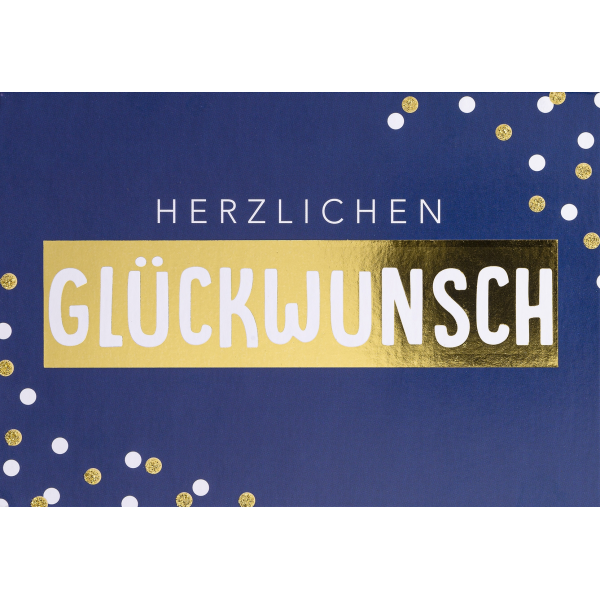 Allgemeine Wünsche Herzlichen Glückwunsch blau mit Punkten Bling Bling Glückwunschkarte mit Umschlag