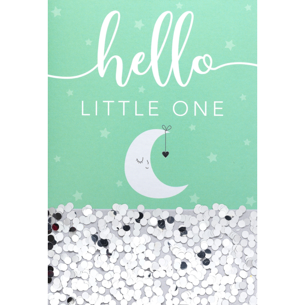 Geburtstag Bling Bling Glückwunschkarte mit Umschlag Hello little one Mond