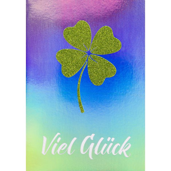 Allgemeine Wünsche Viel Glück Glitzer Kleeblatt Bling Bling Glückwunschkarte mit Umschlag