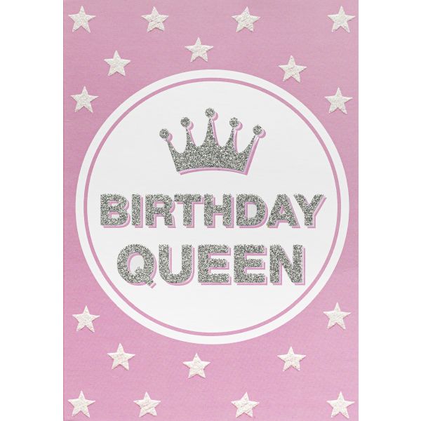 Geburtstag Bling Bling Glückwunschkarte mit Umschlag Birthday Queen Krone rosa