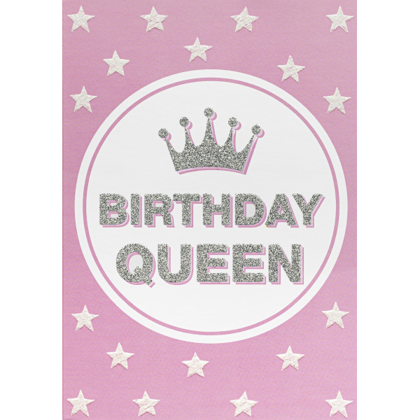Geburtstag Bling Bling Glückwunschkarte mit Umschlag Birthday Queen Krone rosa