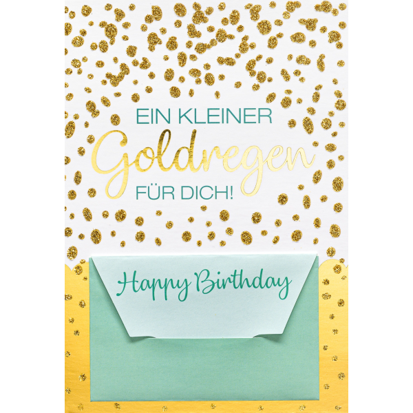 Geldkarte Glückwunschkarte mit Umschlag und Minikuvert Bling Bling Ein kleiner Goldregen für Dich! Happy Birthday