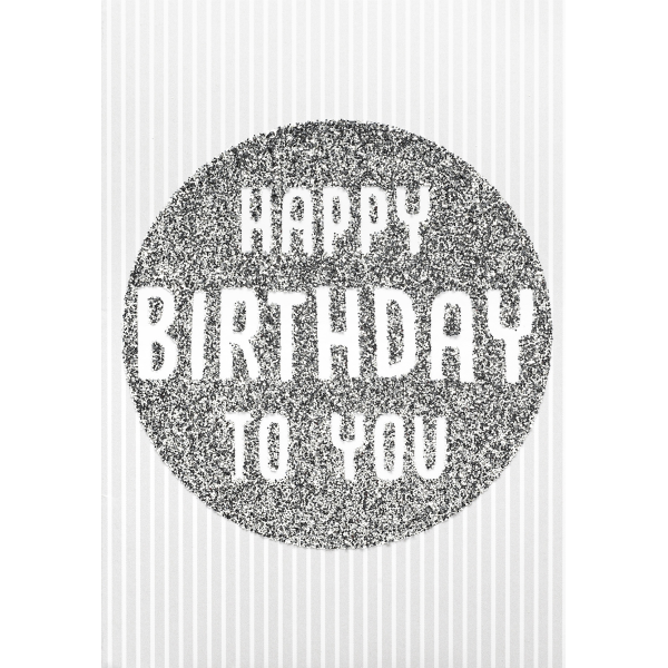 Geburtstag Bling Bling Glückwunschkarte mit Umschlag Happy Birthday to you silber Glitzer