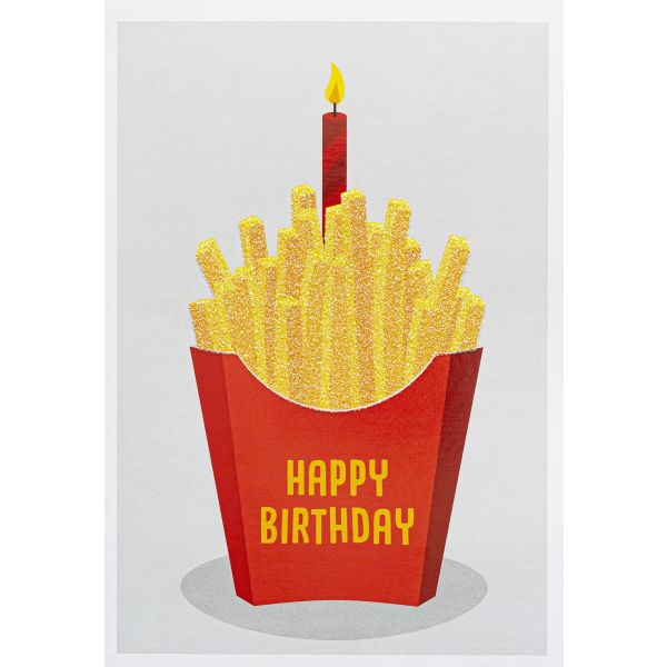 A Geburtstag Bling Bling Glückwunschkarte mit Umschlag Happy Birthday Pommes Kerze lustig