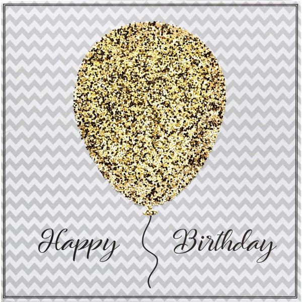 A Geburtstag Bling Bling quadratische Glückwunschkarte mit Umschlag Happy Birthday Luftballon Glitzer