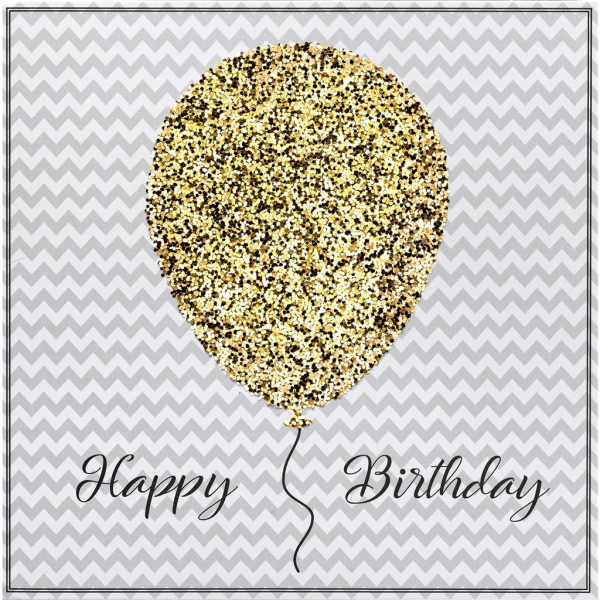 A Geburtstag Bling Bling quadratische Glückwunschkarte mit Umschlag Happy Birthday Luftballon Glitzer
