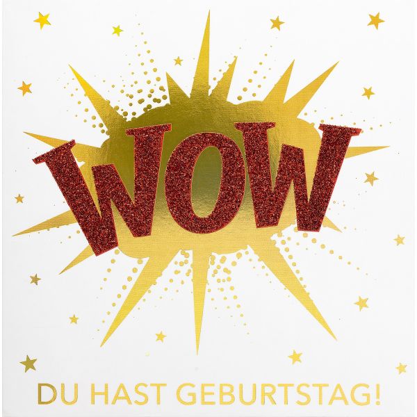 Geburtstag Bling Bling quadratische Glückwunschkarte mit Umschlag Wow Du hast Geburtstag! Comic